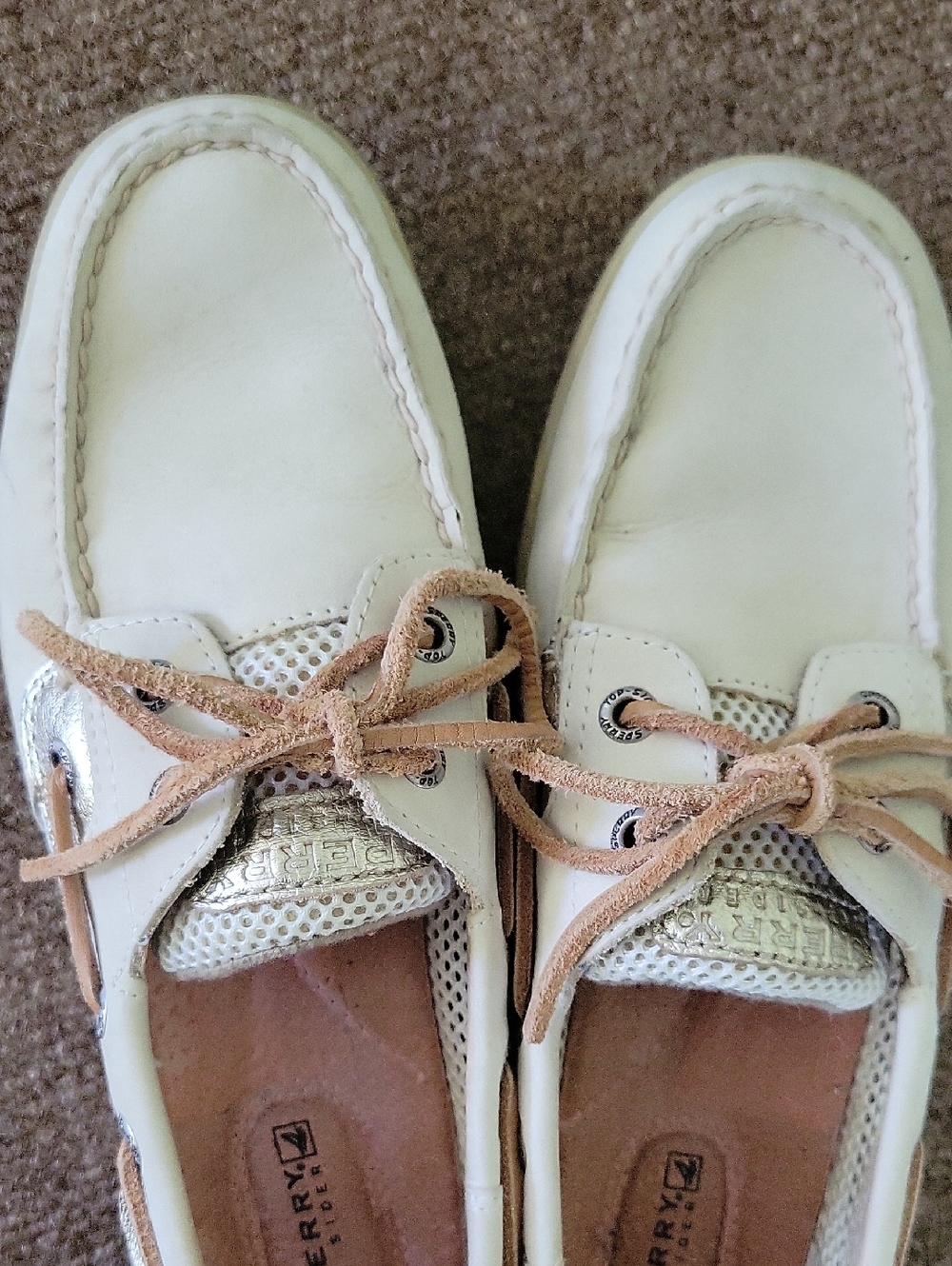Sperry Top Sider Bluefish 2-Eye Boat Shoes Off-White/Cream Leather Size 7M - Picture 9 of 11